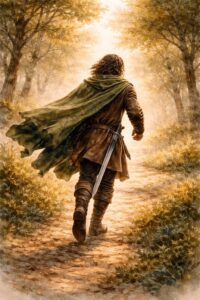 A person walking down a dirt road